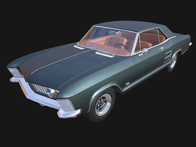 Classic Dark Green Two Door Coupe With Brown Leather Interior And Chrome Accents 3d model