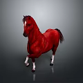 Realistic Red Horse 3D Model in Standing Pose on Gray Background