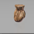 Brown Pleated Decorative Vase With Glossy Texture For Home Decor On Dark Surface