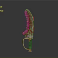 Weapon With Serrated Red Blade Sharp Edges Textured Grip And Sci Fi Design