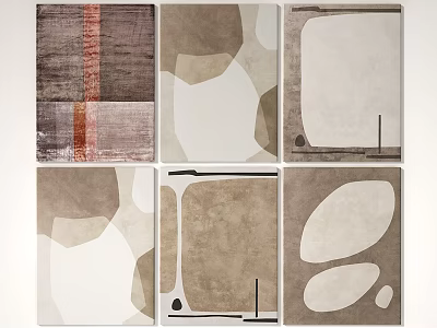Square Rugs Featuring Various Abstract Geometric Patterns in Neutral Brown Beige Gray Tones 3d model
