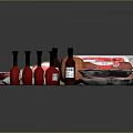Assorted Meat Products Display With Sliced Meat Sausages Ham On Trays And Wooden Cutting Boards