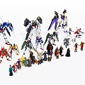 Colorful Building Block Toys With Action Figures And Robot Models 3d model