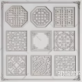 Traditional Chinese Carved Lattice Windows Featuring Various Geometric And Floral Patterns