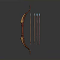 Red And Gold Decorative Bow With Blue Tipped Arrows Weapon Design 3d model