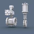 Industrial Valves With Blue Yellow Silver Components For Industrial Pipeline Systems