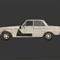 Old Classic White Sedan Featuring Rusty Body And Red Interior Design 3d model