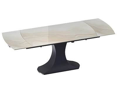 Modern Dining Table With Light Marble Top And Black Pedestal Base Design Style 3d model