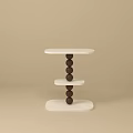 Modern Side Table With White Top And Brown Spherical Support Structure 3d model