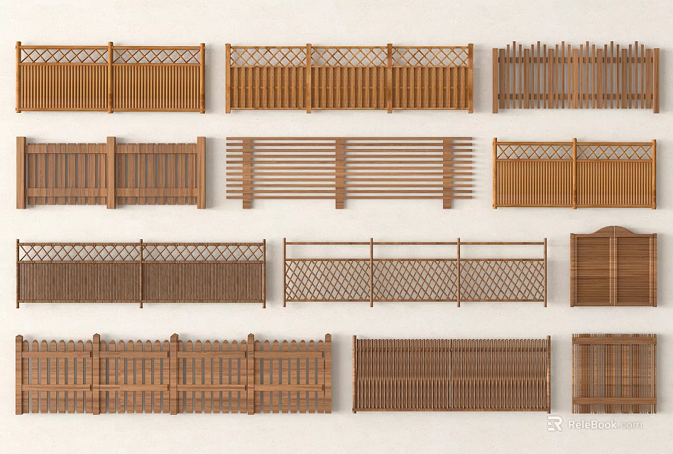 Wooden Railings With Various Designs Showcased In Collection Of Decorative Fences 3d model 