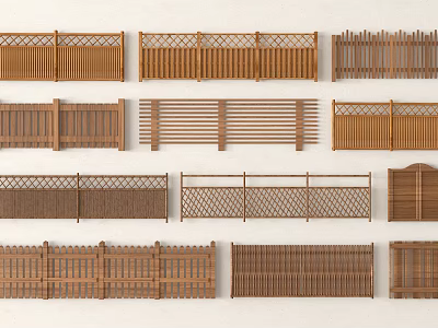 Wooden Railings With Various Designs Showcased In Collection Of Decorative Fences 3d model