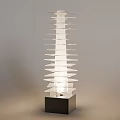 Modern Layered Floor Lamp With Stacked Transparent Panels And Black Base Design