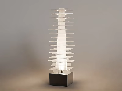 Modern Layered Floor Lamp With Stacked Transparent Panels And Black Base Design 3d model