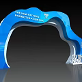 Blue Wavy Design Archway With Vic Pattern Promotes New Era And Future