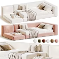 Modern Kids Bed With Soft Cushions Pillows And Multiple Color Options