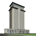 Modern High Rise Sales Office Building With White Facade Black Roof And Greenery
