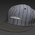 Stylish Baseball Cap With Blue And White Herringbone Pattern Dark Gray Brim And Side Label 3d model