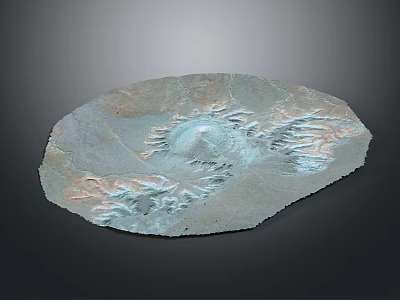 Natural Garden Landscape Layout With Circular Undulating Terrain And Blue Gray Textures 3d model
