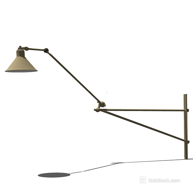 Adjustable Long Arm Metal Wall Lamp with Conical Shade for Modern Interior Decoration 3d model 