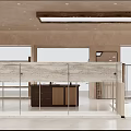 Minimalist Modern Clothing Store Interior With Reception Desk Large Screen And Curtains