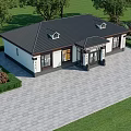 Traditional Detached Villa With Tile Roof Symmetric Windows And Lawn Front Yard