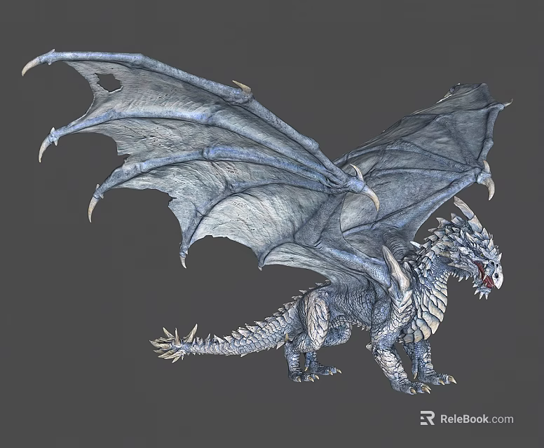 Detailed 3D Dragon Model With Large Wings And Scaly Body Design 3d model