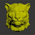 Snow Leopard Head Model With White Fur Black Spots Yellow Eyes And Pink Nose