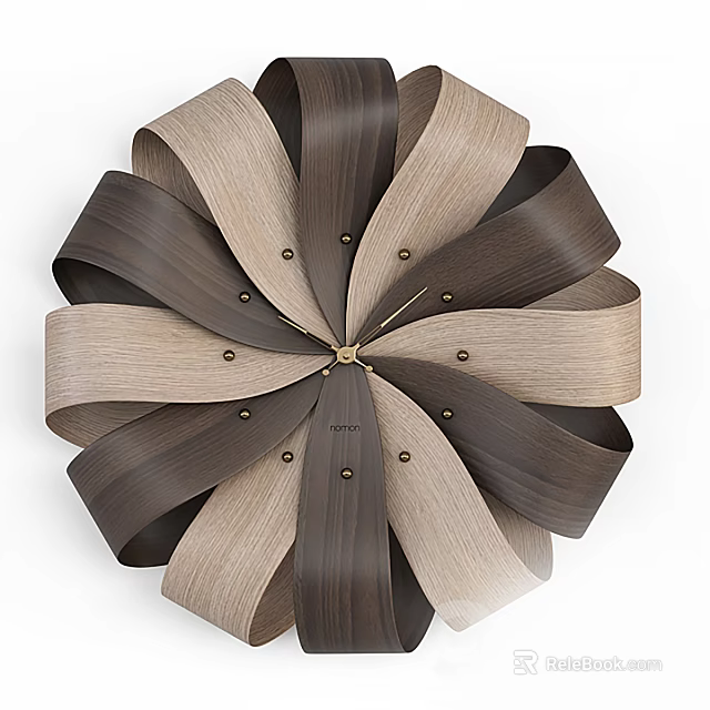 Modern Decorative Wooden Wall Clock With Unique Interlaced Wood Strips And Light Dark Tones 3d model 