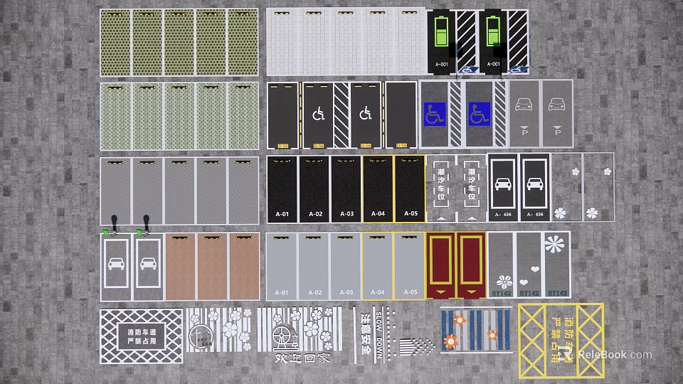 Collection Of Facility Icons With Diverse Colors And Design Styles 3d model 