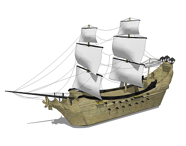 Modern Sailing Wooden Boat 3d model