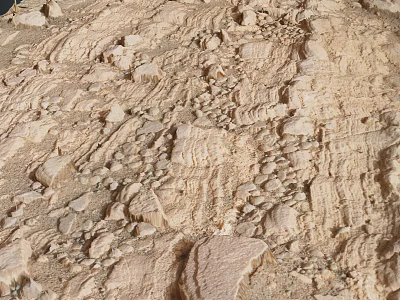 Natural Rocky Surface Featuring Layered Textures And Scattered Small Stone Fragments 3d model