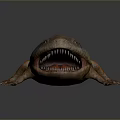 Detailed 3D Lizard Model With Open Mouth Sharp Teeth And Colorful Skin On Gray Background