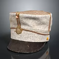 Vintage Military Style Wool Hat With Leather Brim And Metal Buckle
