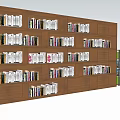Large Brown Wooden Bookcase With Multiple Compartments Filled With White Books