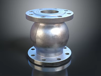 Stainless Steel Industrial Flange Component With Spherical Body And Bolt Holes 3d model