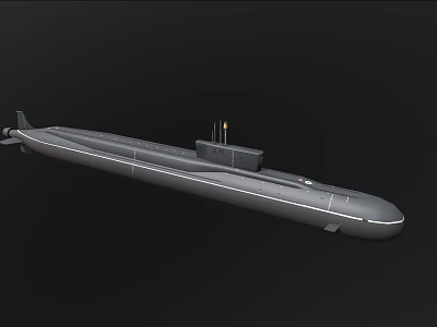 Gray Military Submarine Model With Streamlined Hull And Conning Tower 3d model