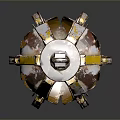 Yellow Red Metal Mechanical Equipment With Top Ring Complex Components And Holes