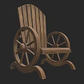 Rustic Wooden Leisure Chair With Wheel Shaped Armrests And Classic Design