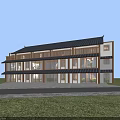 Traditional Modern Blend Two Story Boutique Guesthouse Building With Black Tiled Roof And Large Windows
