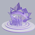 Stylish Purple Geometric Photo Spot With Triangles Arched Structure And Circular Platform