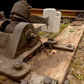 Rustic Railroad Switch Mechanism With Track Lever Number 13 Gravel And Wooden Ties