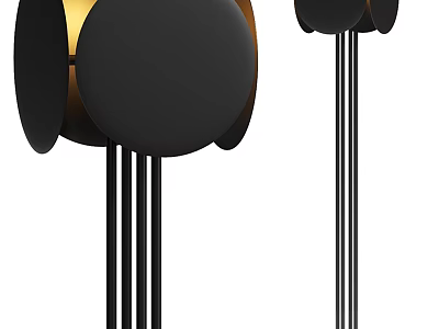 Sleek Modern Floor Lamp With Black Shade And Gold Metal Stand Minimalist Design 3d model