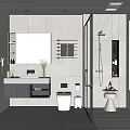 Modern Bathroom Interior Design With Glass Shower Enclosure Wall Mounted Towel Rack And Storage Niche