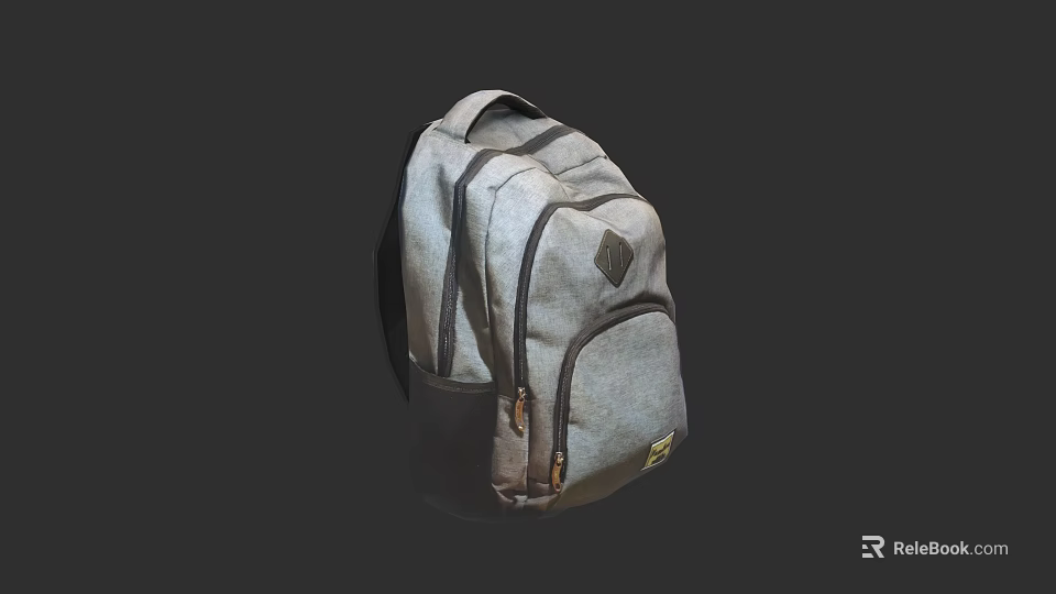 Gray Canvas Backpack With Multiple Pockets Zipper Closure And Adjustable Straps For Daily Use 3d model 