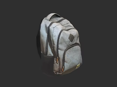 Gray Canvas Backpack With Multiple Pockets Zipper Closure And Adjustable Straps For Daily Use 3d model