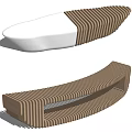 Modern Public Bench With Curved Wooden Slats And White Seat Design