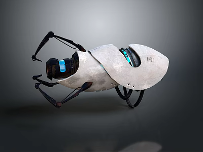 Futuristic Mechanical Robot With White Shell Black Legs And Blue Components 3d model