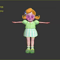 Cute Cartoon Game Movie Character With Orange Hair Pigtails Light Green Top And Striped Skirt