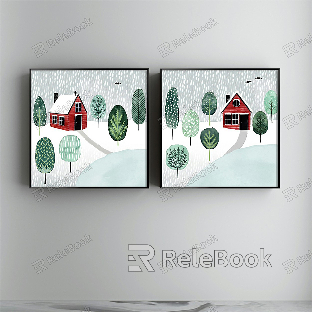 Nordic landscape painting green bedroom landscape natural landscape decorative painting model