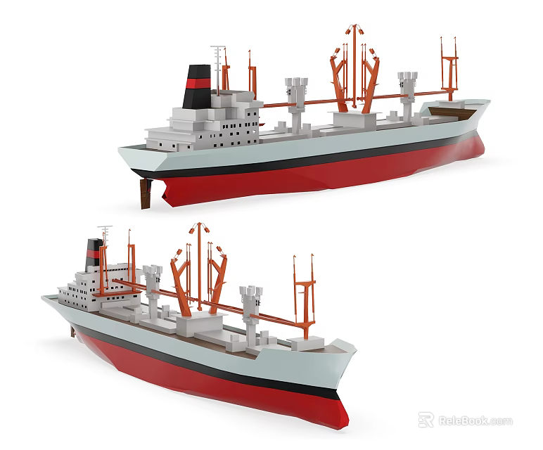 Yacht Models With Red White Black Hulls And Structures 3d model 